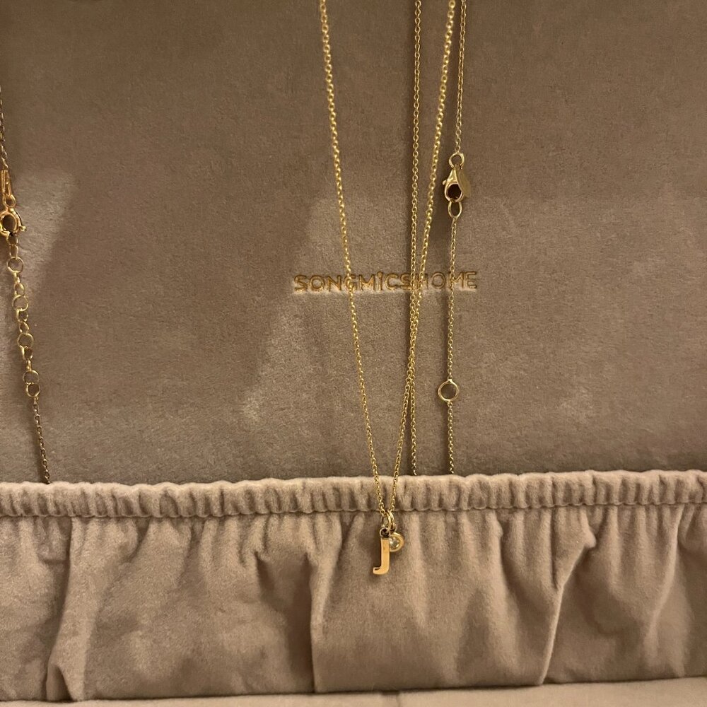 BNWT 14k Solid Yellow Gold Initial J Necklace with Lab Grown Diamond - Picture 7 of 16